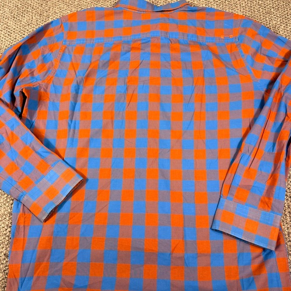 Oakley Button Down Shirt Medium Orange Blue Gingham Check Long Sleeve Casual - Picture 8 of 9